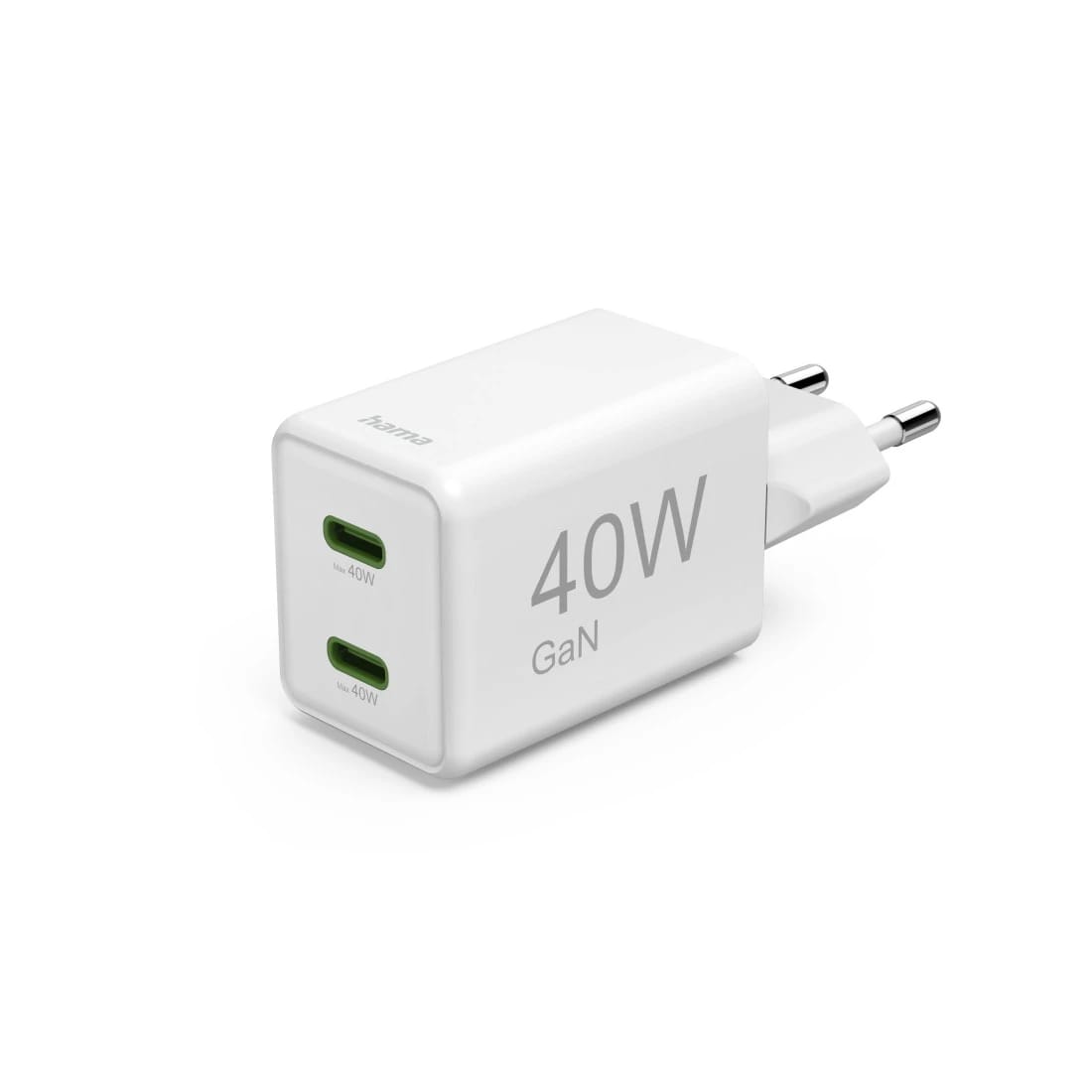 CARREGADOR GaN 2X USB-C SUPER MINI PD 100-240V/ 40W BRACO HAMA