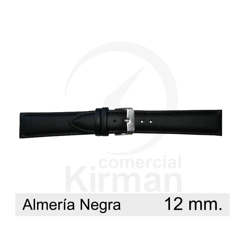BRACELETE COURO PRETA 12MM ALMERIA