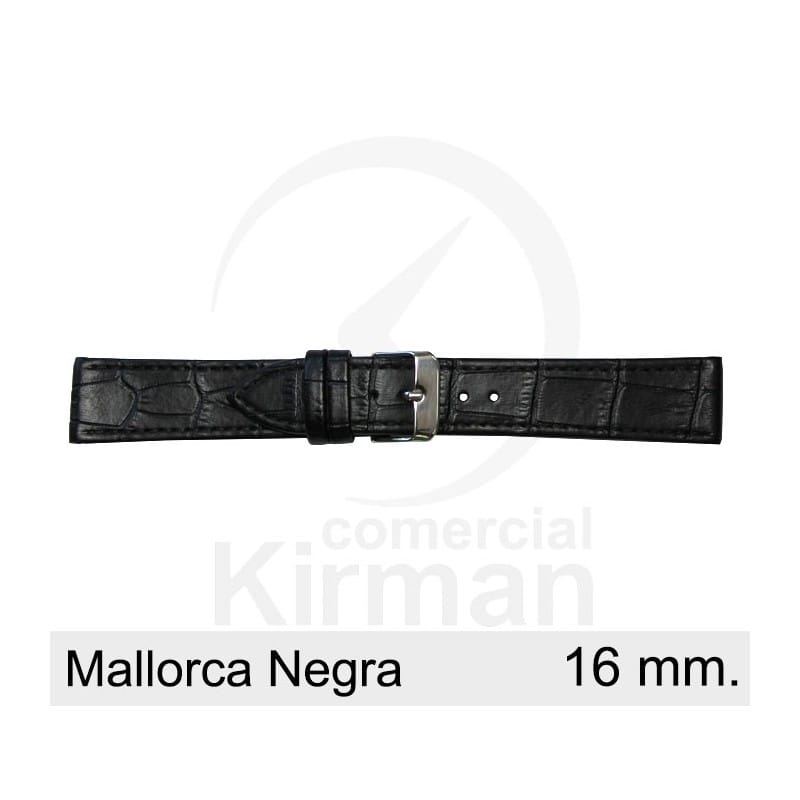 BRACELETE COURO PRETA 16MM MALLORCA