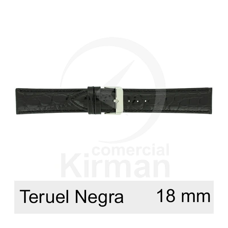 BRACELETE COURO PRETA 18MM TERUEL