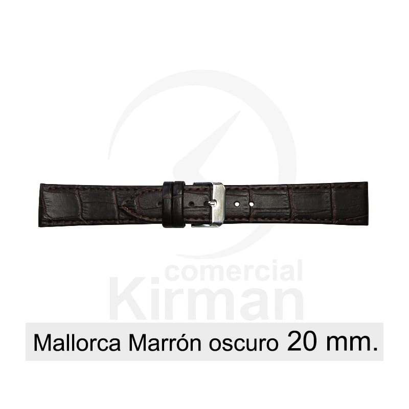 BRACELETE COURO CASTANHA 20MM MALLORCA