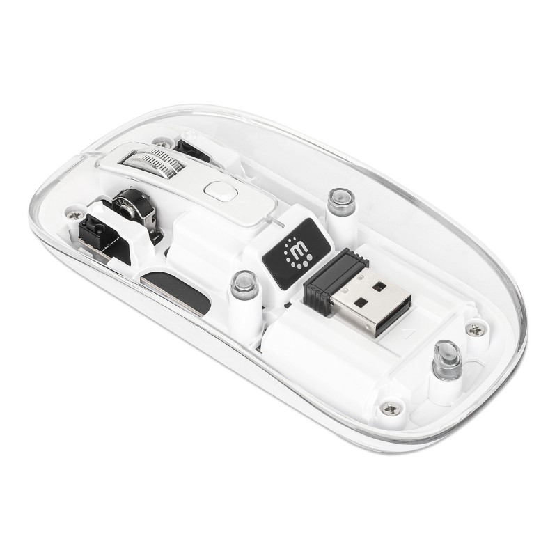 MOUSE MANHATTAN USB 1600 DPI LED TRANSPARENTE/BRANCO