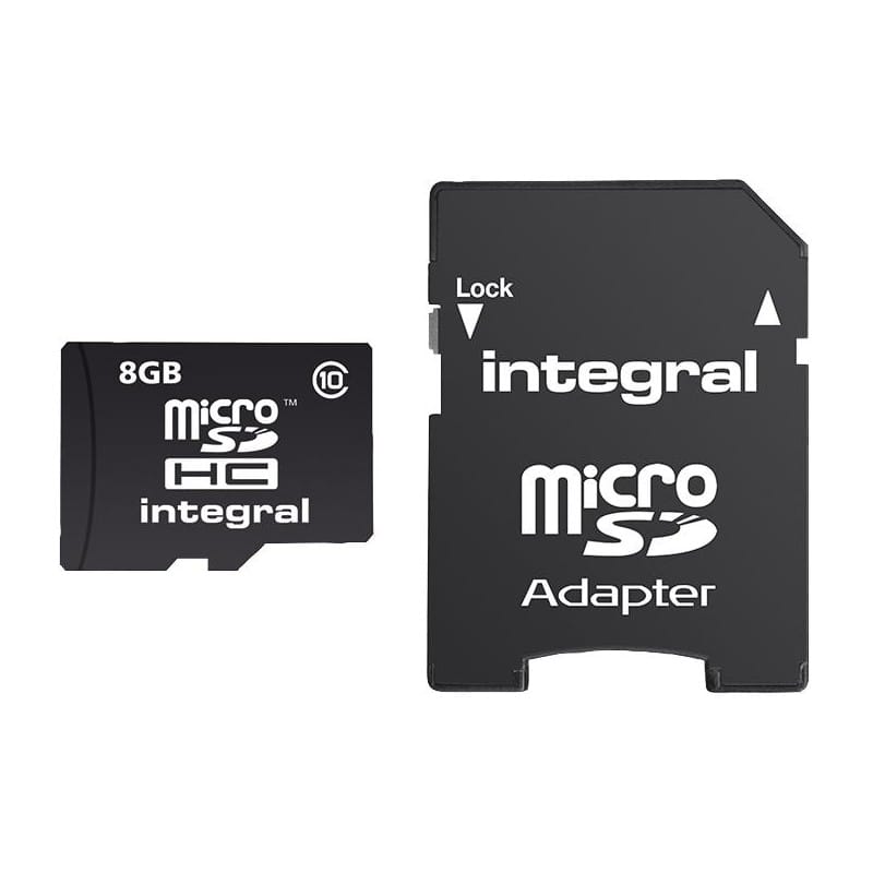 Cartão De Memória Micro SDHC 08GB + Adaptador SD Class 10 INTEGRAL