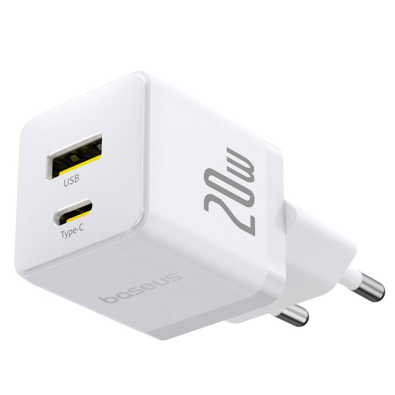 CARREGADOR BASEUS PALM FAST CHARGER C+U 20W MOON WHITE