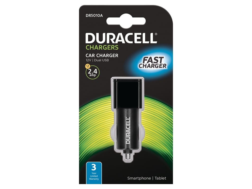 CARREGADOR USB-A 2×2.4A DE ISQUEIRO p/CARRO DURACELL