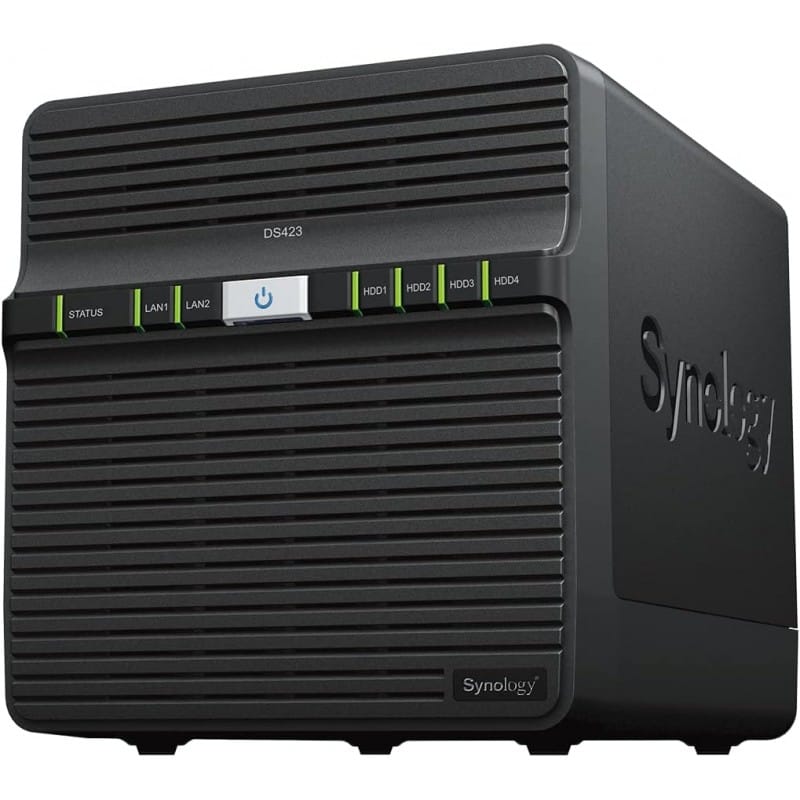 NAS Synology DiskStation DS423 | 4 Baías | CPU 4-Core Realtek RTD1619B | RAM 2GB DDR4 | Preto