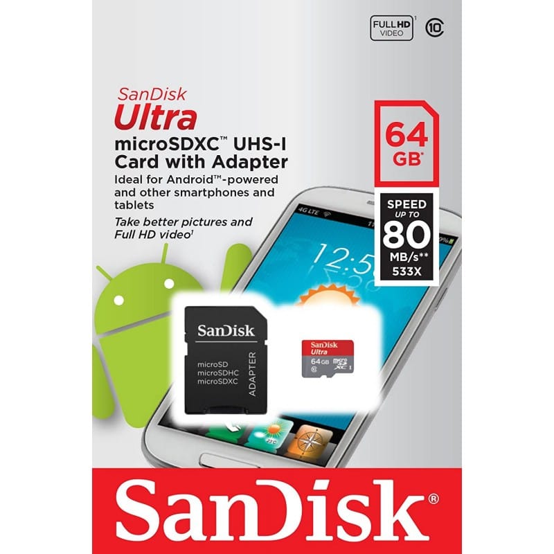 Cartão De Memória Micro SDHC A1 64GB Class 10 UHS-I U1 HD 100/10 SANDISK
